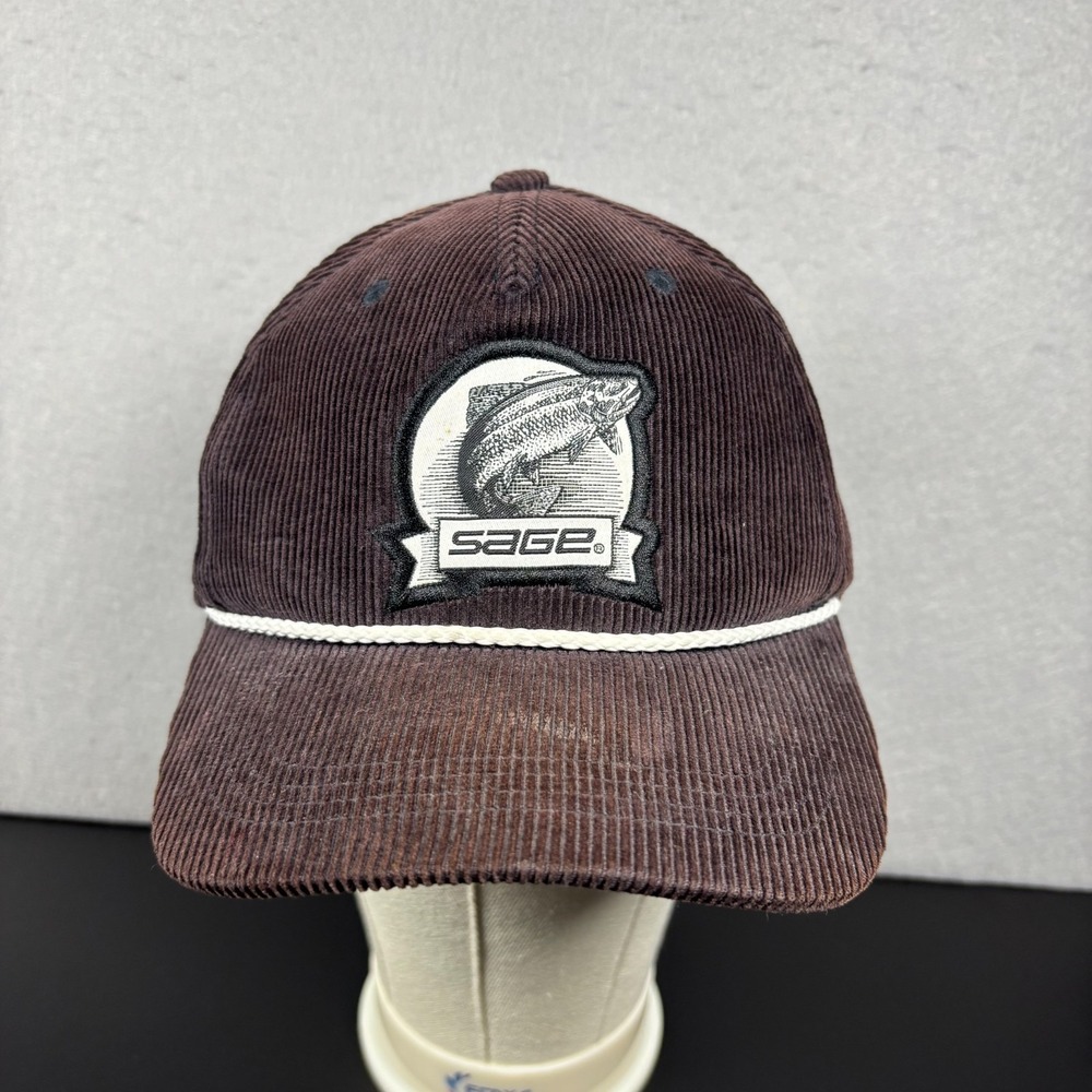 Sage Heritage Corduroy Hat Faded Rope Cap Snapback Fishing Brown Adult Size